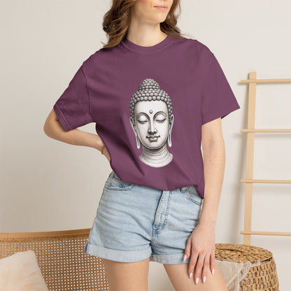 T‑Shirt, Short Sleeve Boxy Crew Neck - Mindful Zen Buddha Head