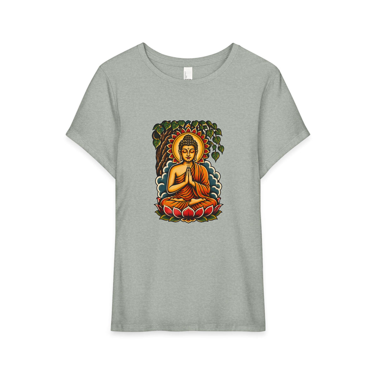 T-Shirt, Short Sleeve Boxy Crew Neck - Buddha & Lotus