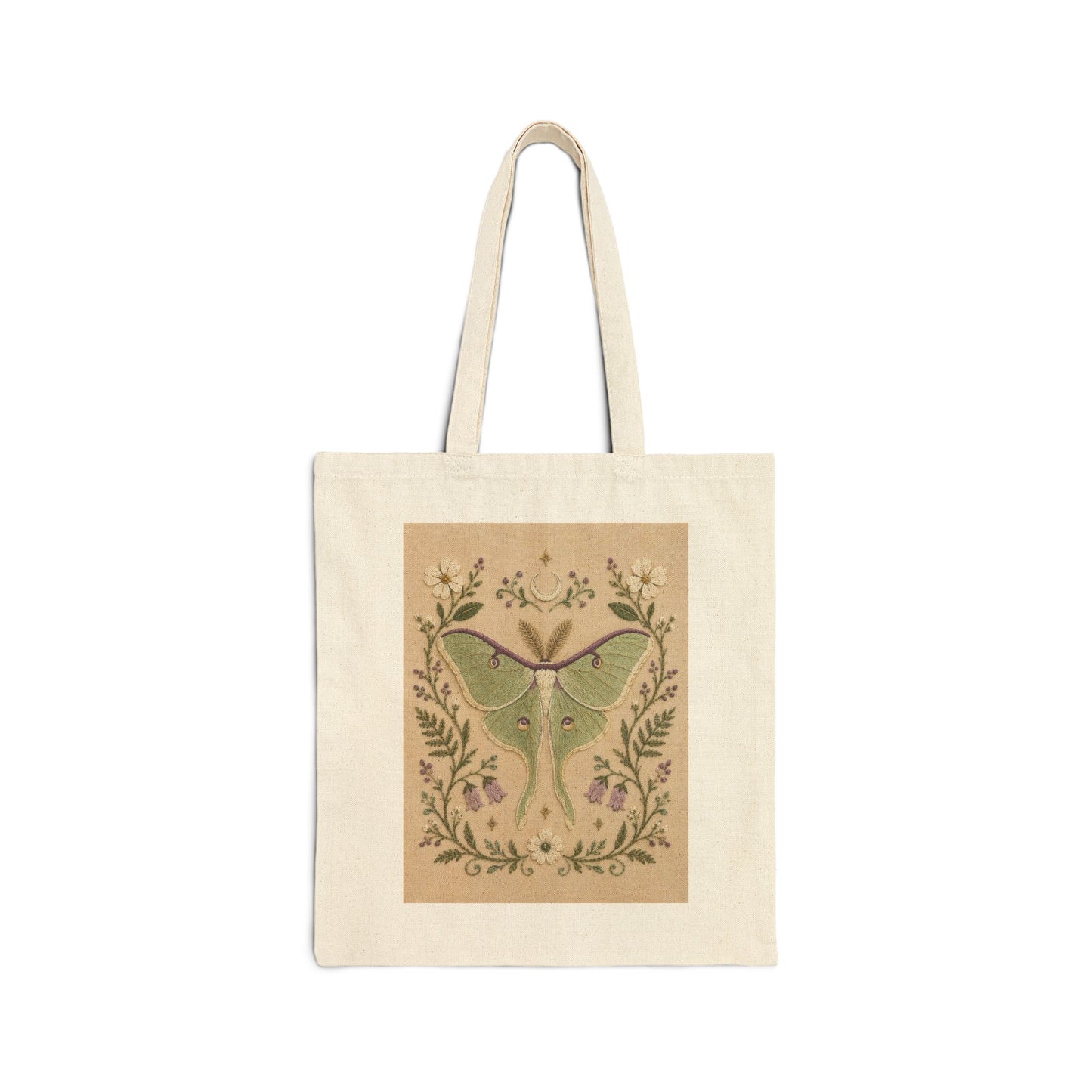 Luna Moth Botanical Canvas Tote