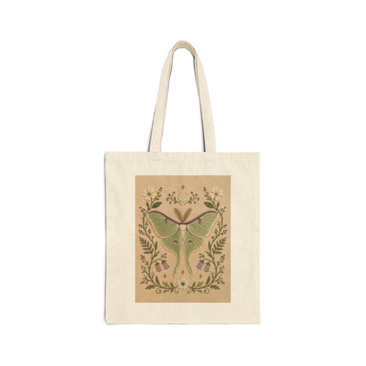Luna Moth Botanical Canvas Tote