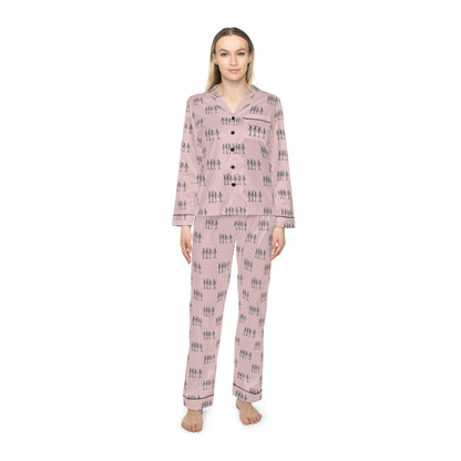 Pink Skeletons Dancing Satin-Soft Polyester Pajamas