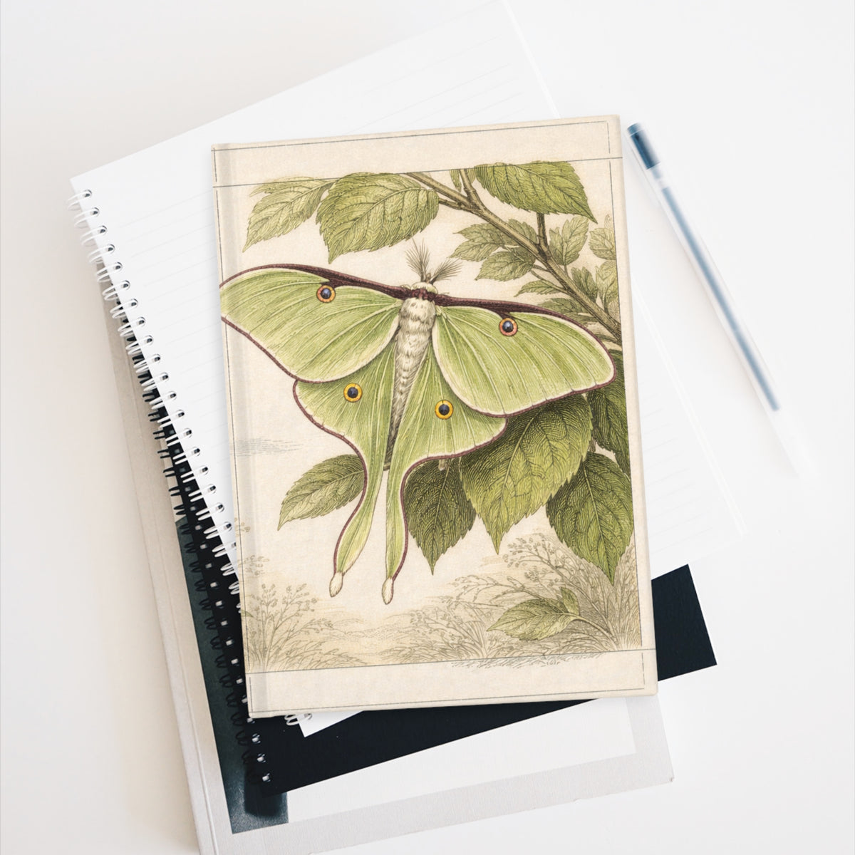 Journal Notebook, Hardback Blank - Botanical Luna Moth