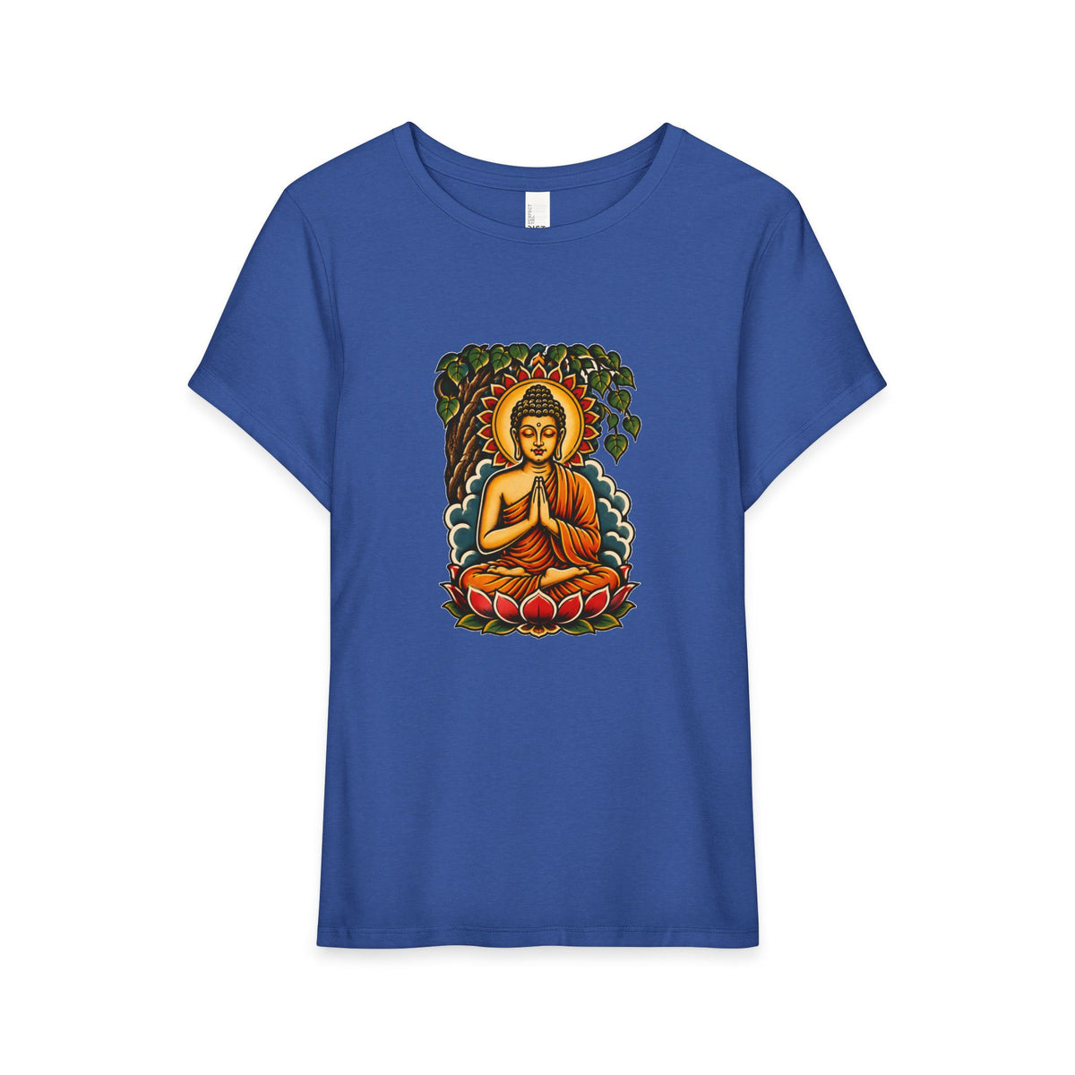 T-Shirt, Short Sleeve Boxy Crew Neck - Buddha & Lotus