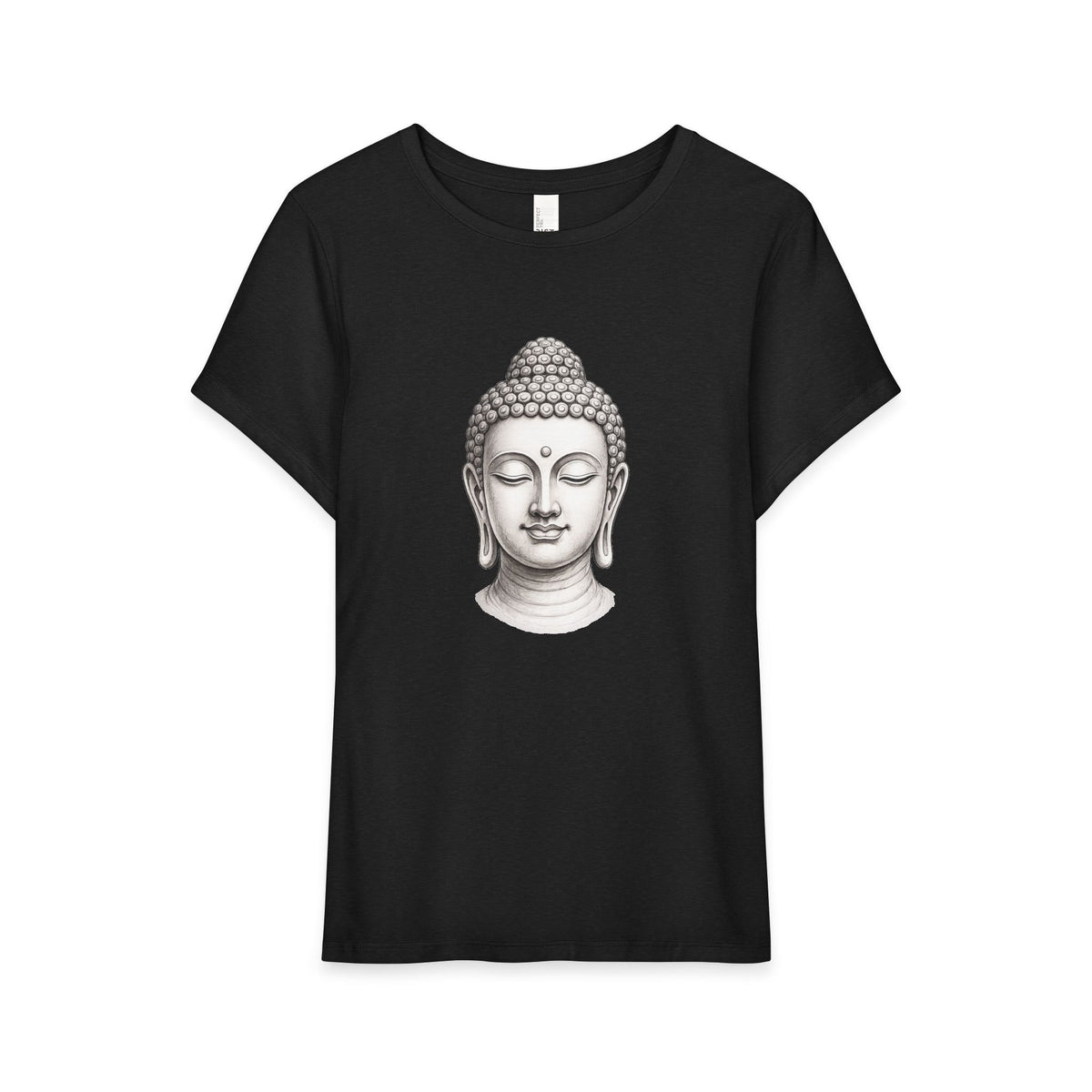 T-Shirt, Short Sleeve Wide Neck Relaxed Fit - Buddha Head
