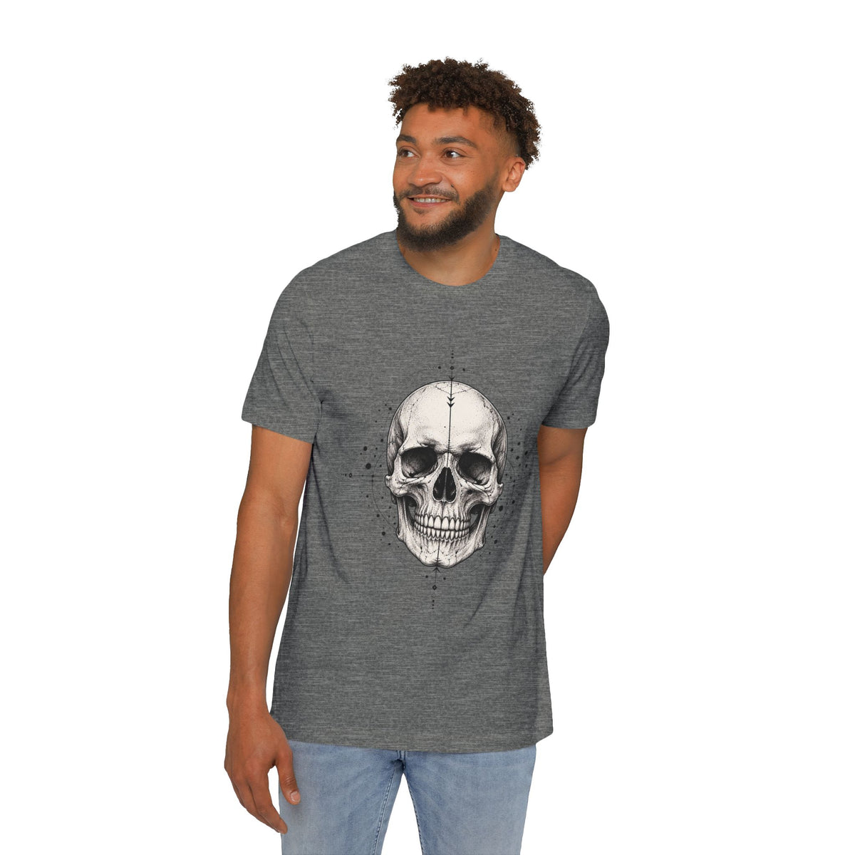 T-Shirt, Short Sleeve Boxy Crew Neck - Geometric Skull