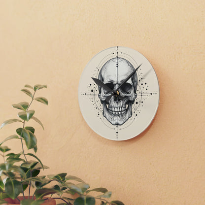 Clock, Wall Acrylic - Geometric Skull