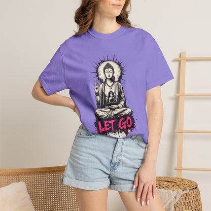 T-Shirt, Short Sleeve Boxy Crew Neck - Buddha "Let Go"