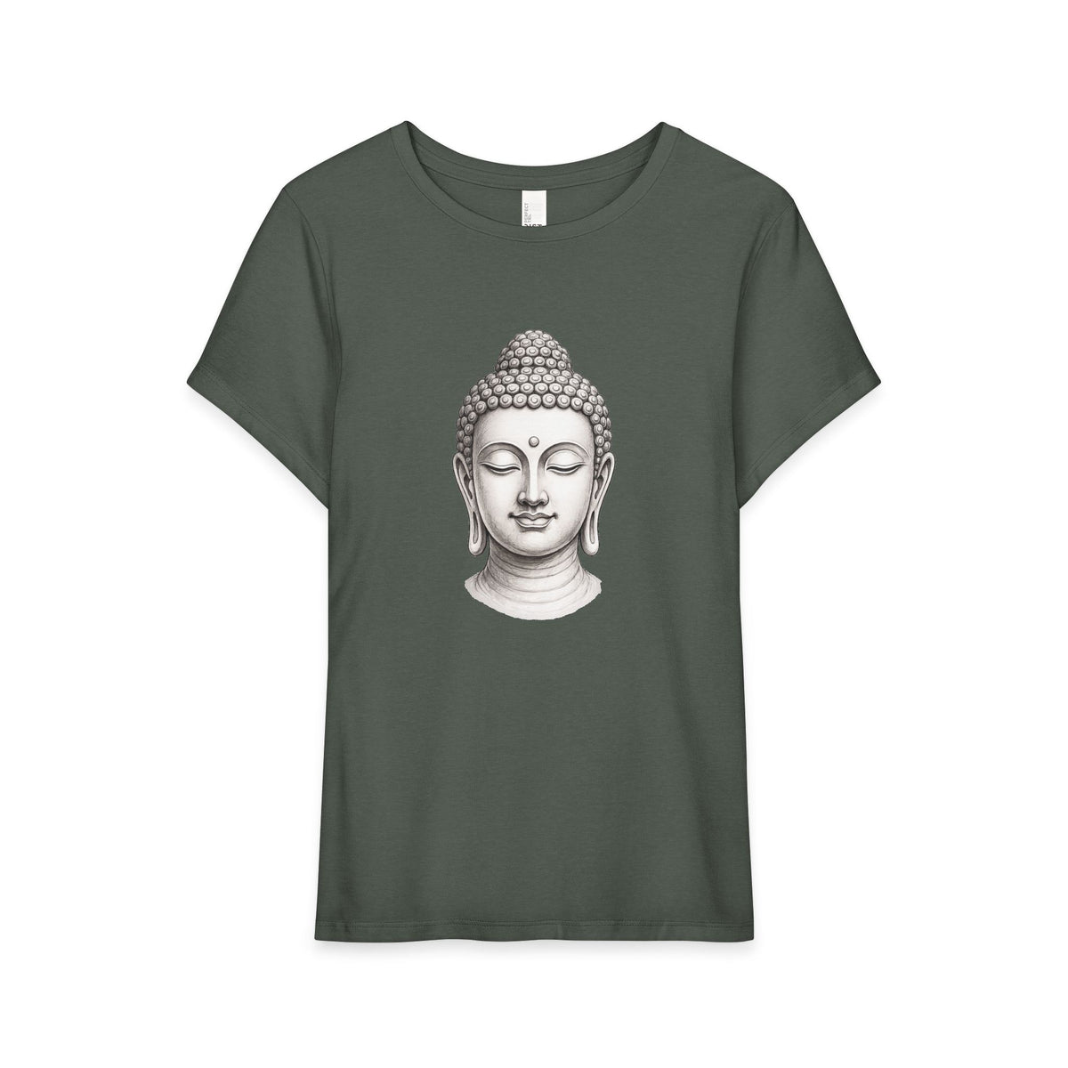 T-Shirt, Short Sleeve Wide Neck Relaxed Fit - Buddha Head