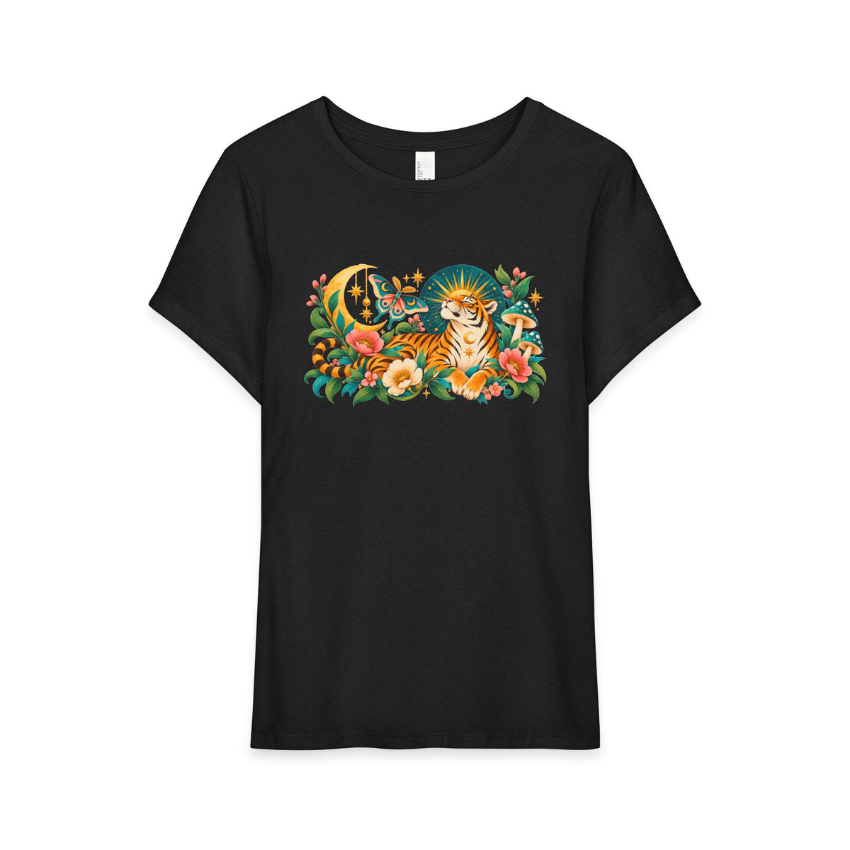 T-Shirt, Short Sleeve Wide Neck Relaxed Fit - Tiger Moon
