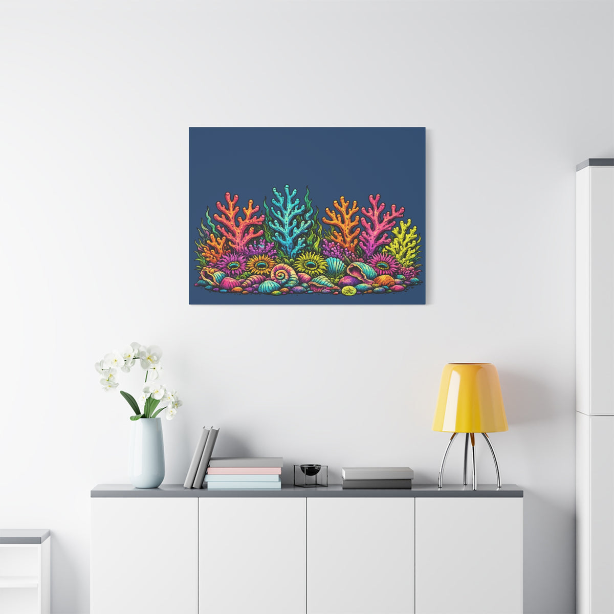 Canvass Art Print - Coral Reef (navy blue)