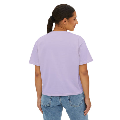 T-Shirt, Short Sleeve Boxy Crew Neck Cropped - 1980s Buddha Head