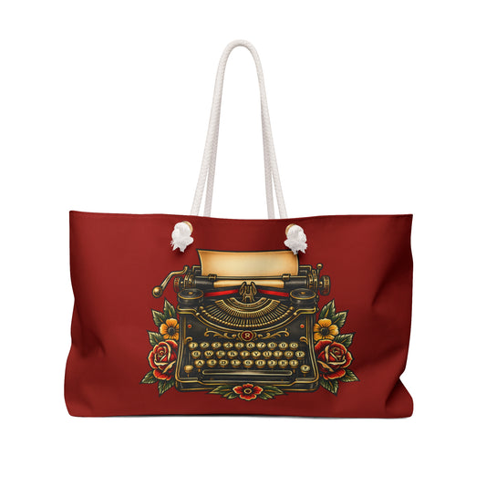 Vintage Typewriter Weekender Bag — Retro Writer Travel Tote
