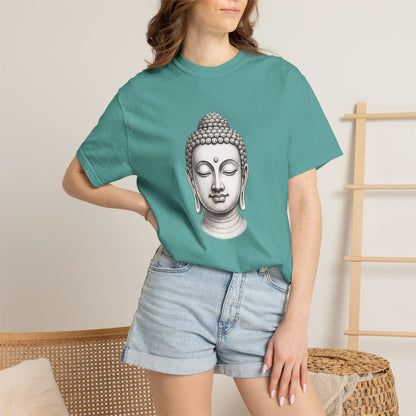 T‑Shirt, Short Sleeve Boxy Crew Neck - Mindful Zen Buddha Head