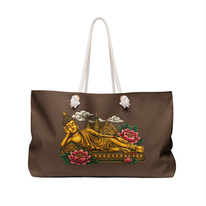 Tote, Weekender Travel  Bag - Reclining Buddha & Lotus (muave)