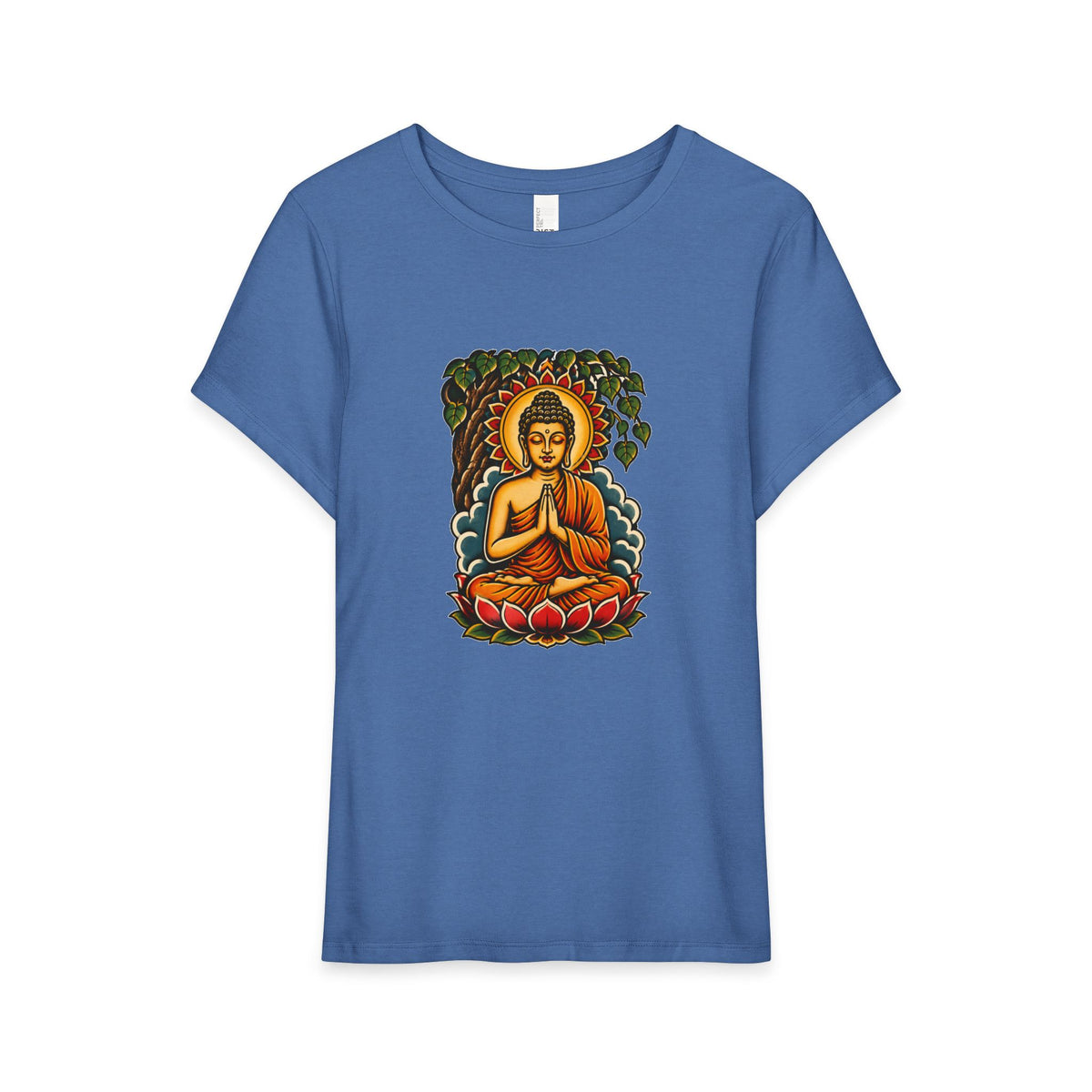 T-Shirt, Short Sleeve Boxy Crew Neck - Buddha & Lotus