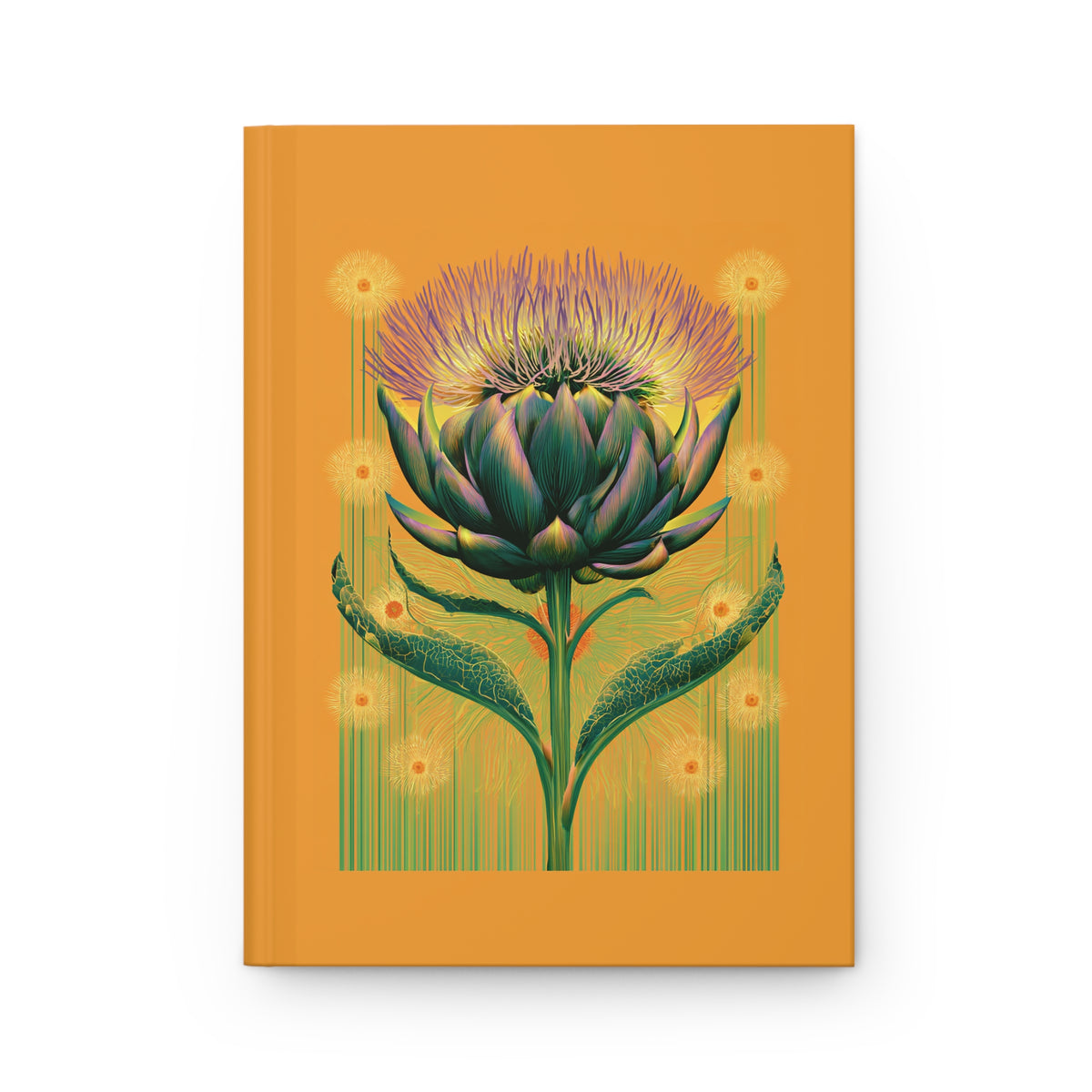 Journal Notebook, Hardcover Lined - Artichoke Blooming in Orange