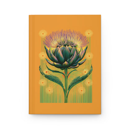 Journal Notebook, Hardcover Lined - Artichoke Blooming in Orange