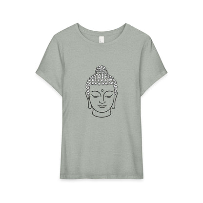 T-Shirt, Short Sleeve Wide Neck Relaxed Fit - Buddha Head