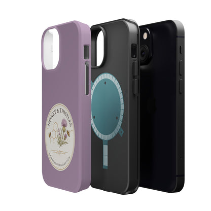 Floral Honey & Thistles Magnetic Phone Case — Impact-Resistant MagSafe-Compatible