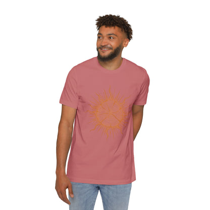 T-Shirt Short Sleeve Boxy Crew Neck - Boho Sunburst Tree Rings Line Art