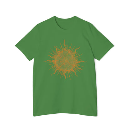 T-Shirt Short Sleeve Boxy Crew Neck - Boho Sunburst Tree Rings Line Art