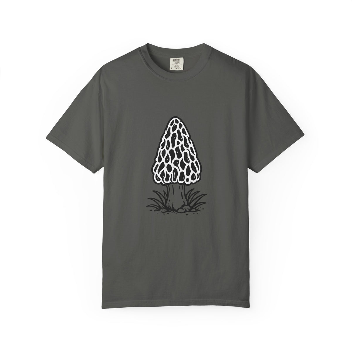 T-Shirt, Short Sleeve Boxy Crew Neck - Hand-Drawn Forager Morel Mushroom