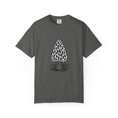 T-Shirt, Short Sleeve Boxy Crew Neck - Hand-Drawn Forager Morel Mushroom