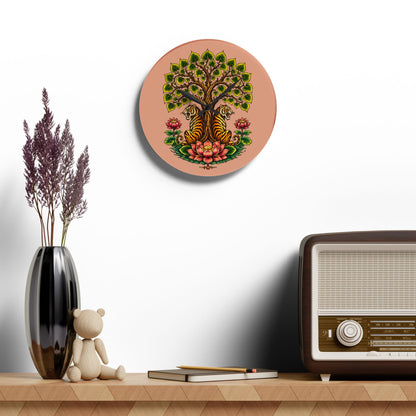 Clock, Wall Acrylic - Boho Tiger Tiger Bodhi Tree