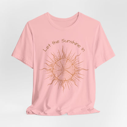 T-Shirt, Short Sleeve Boxy Crew Neck - Let the Sunshine In Sun Positive Vibes
