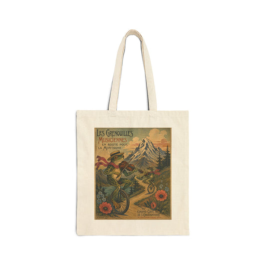 Frogs on Unicycles Cotton Canvas Tote Bag