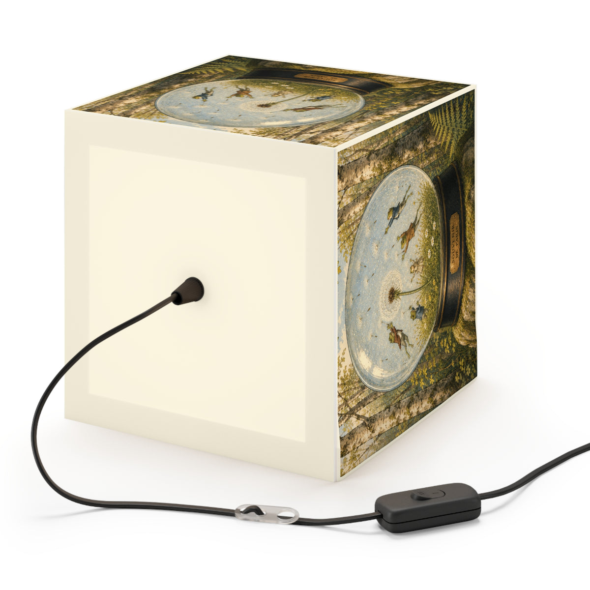 Frogs and Dandelions in a Snow Globe Cube Lamp