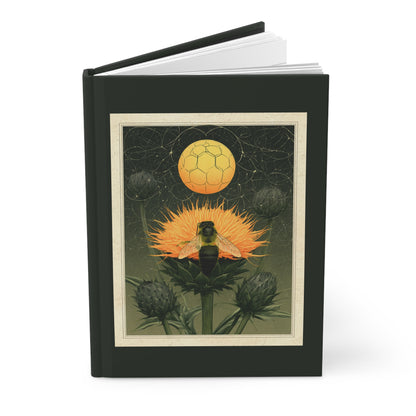 Journal Notebook, Hardcover Lined - Bee, Thistles, and Moonlight