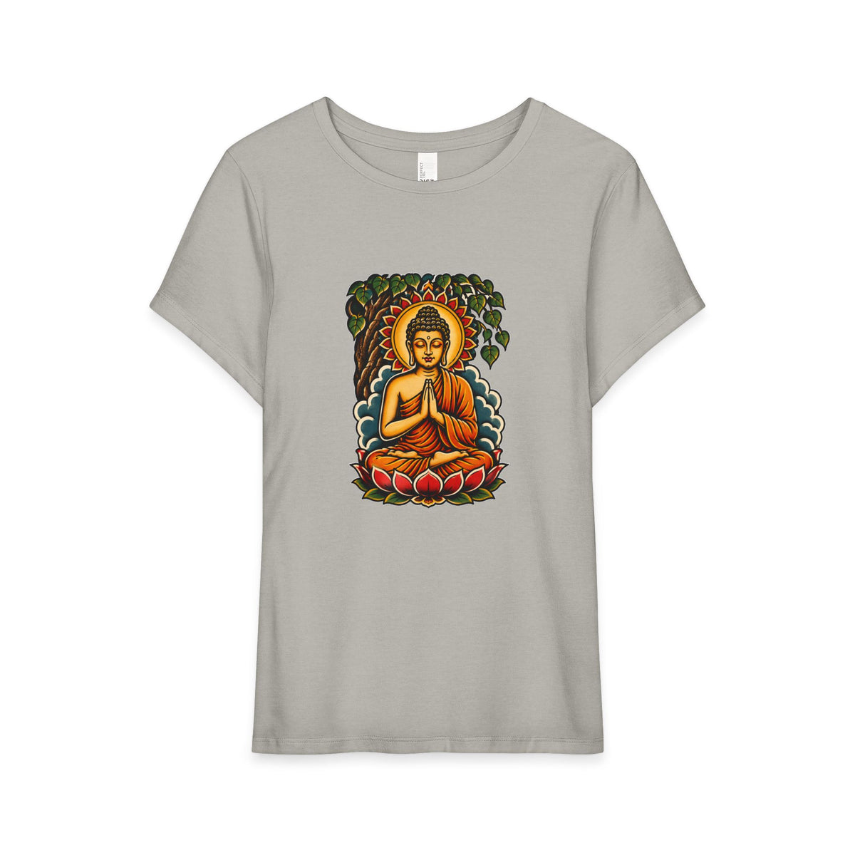 T-Shirt, Short Sleeve Boxy Crew Neck - Buddha & Lotus