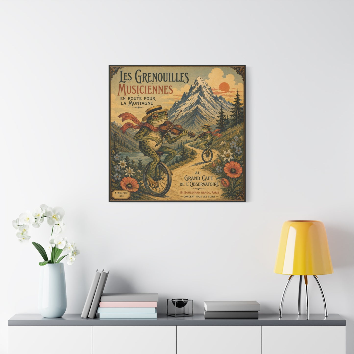 Vintage Frog Musicians Canvas Art – 'Les Grenouilles Musiciennes' Stretched Matte Print