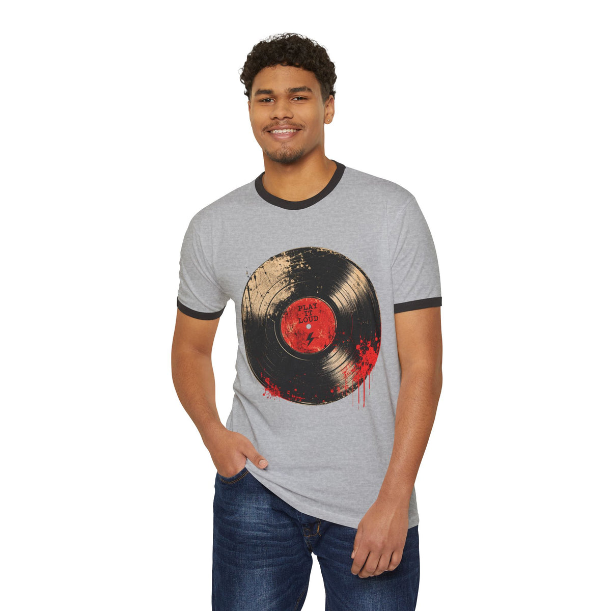 T-Shirt, Ringer - Vintage Bloody Vinyl Record