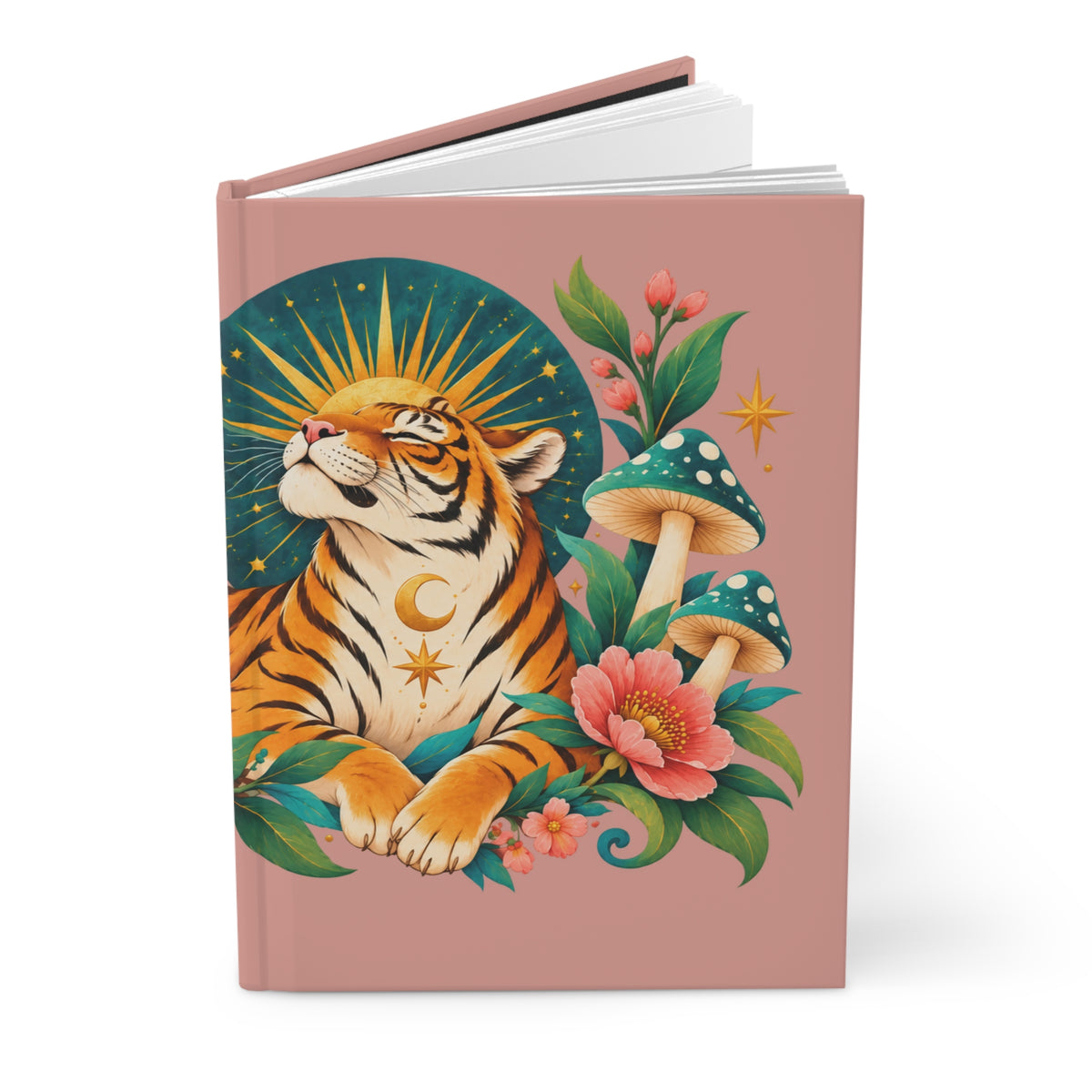 Journal Notebook, Lined Hardcover - Mystical Tiger Moon
