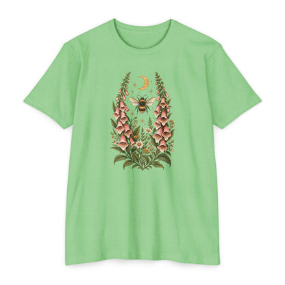 T-Shirt, Short Sleeve Boxy Crew Neck - Bee & Foxglove Vintage Floral Moon