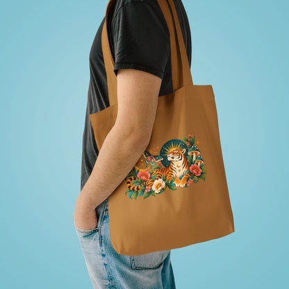 Tote, Large Canvas Bag - Tiger & Moon