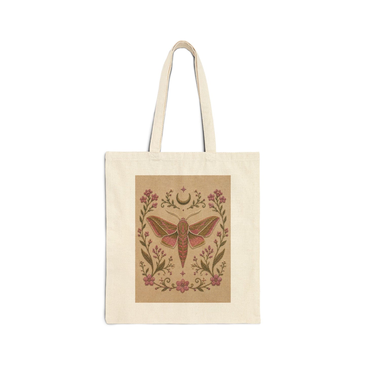 Elephant Hawk Moth Floral Canvas Tote