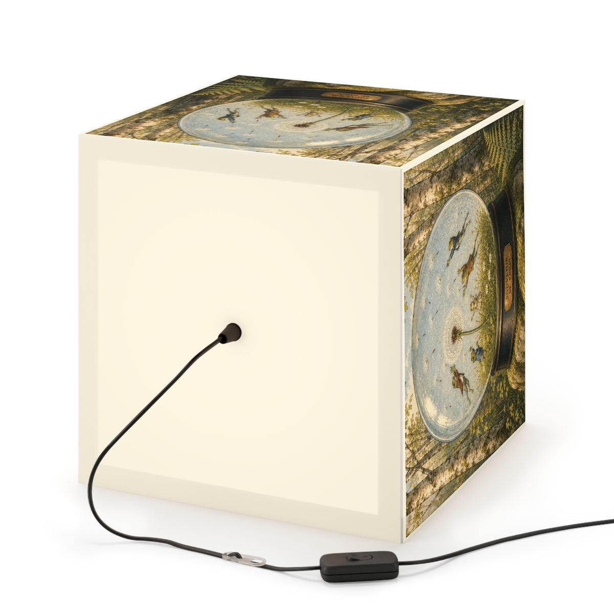 Frogs and Dandelions in a Snow Globe Cube Lamp