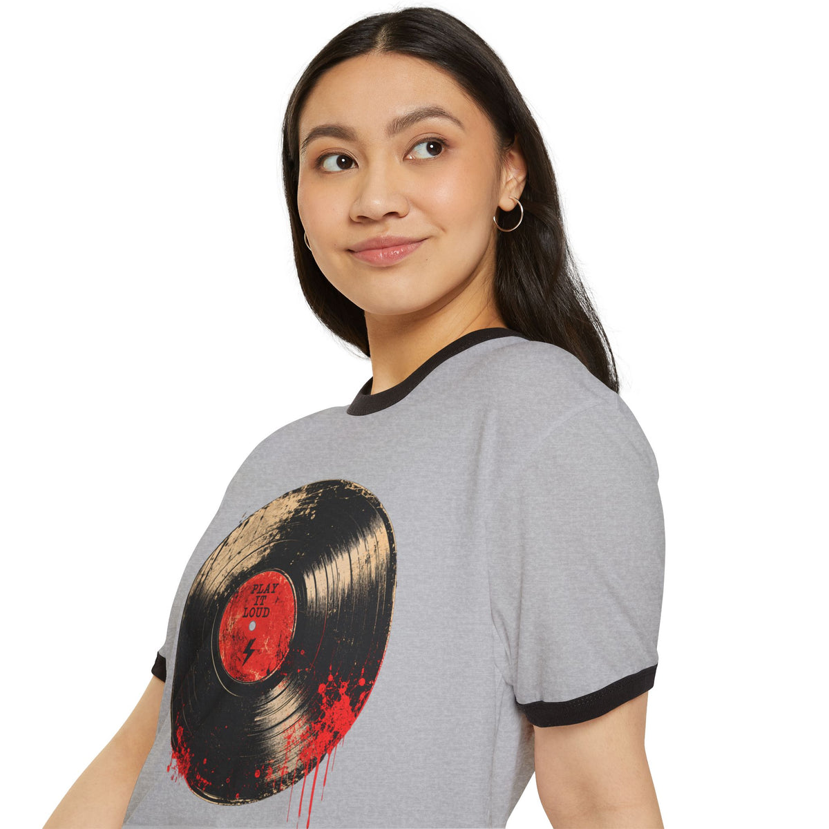 T-Shirt, Ringer - Vintage Bloody Vinyl Record