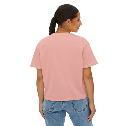 T-Shirt, Short Sleeve Boxy Crew Neck Cropped - 1980s Buddha Head