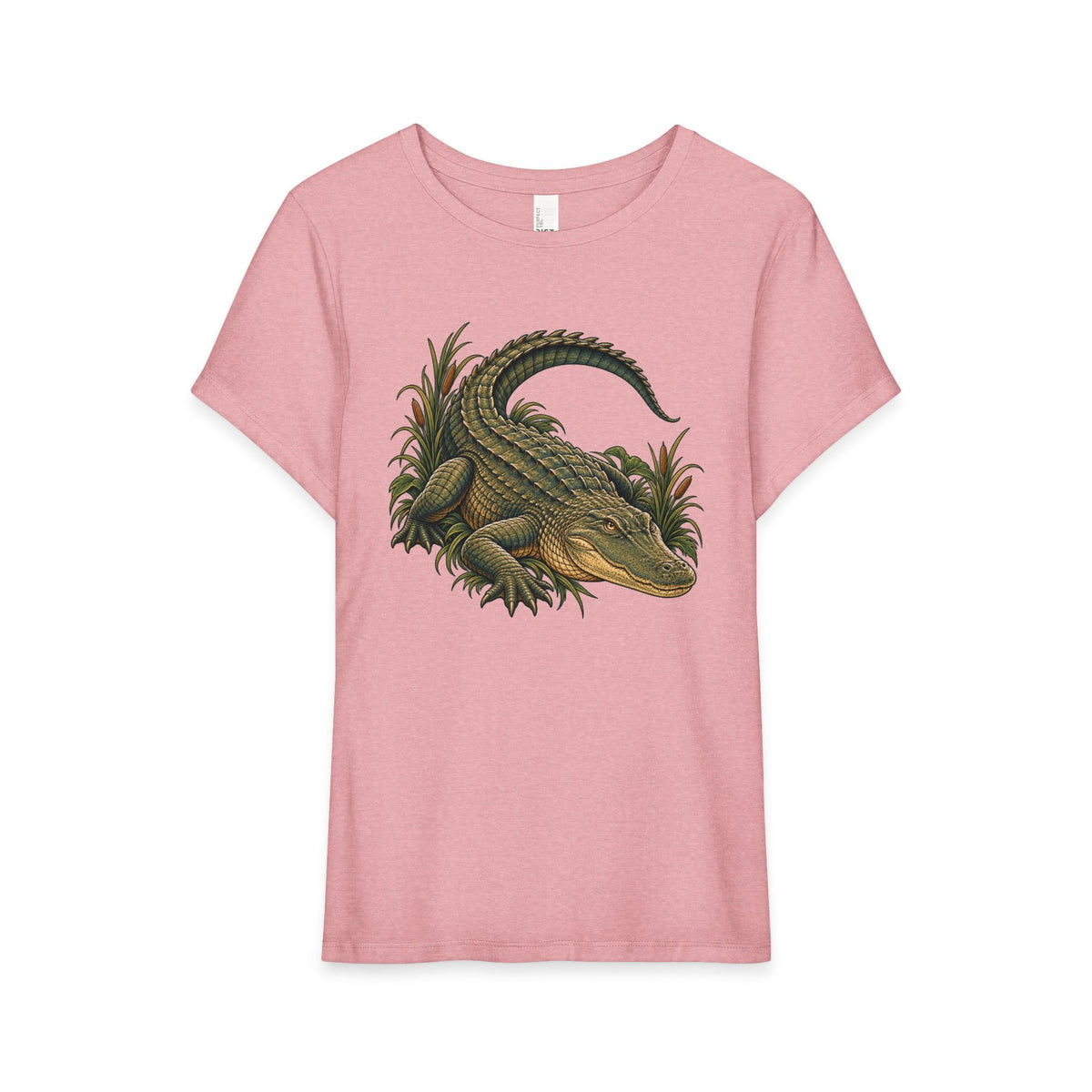 T-Shirt, Short Sleeve Boxy Crew Neck - Alligator Vintage Reptile