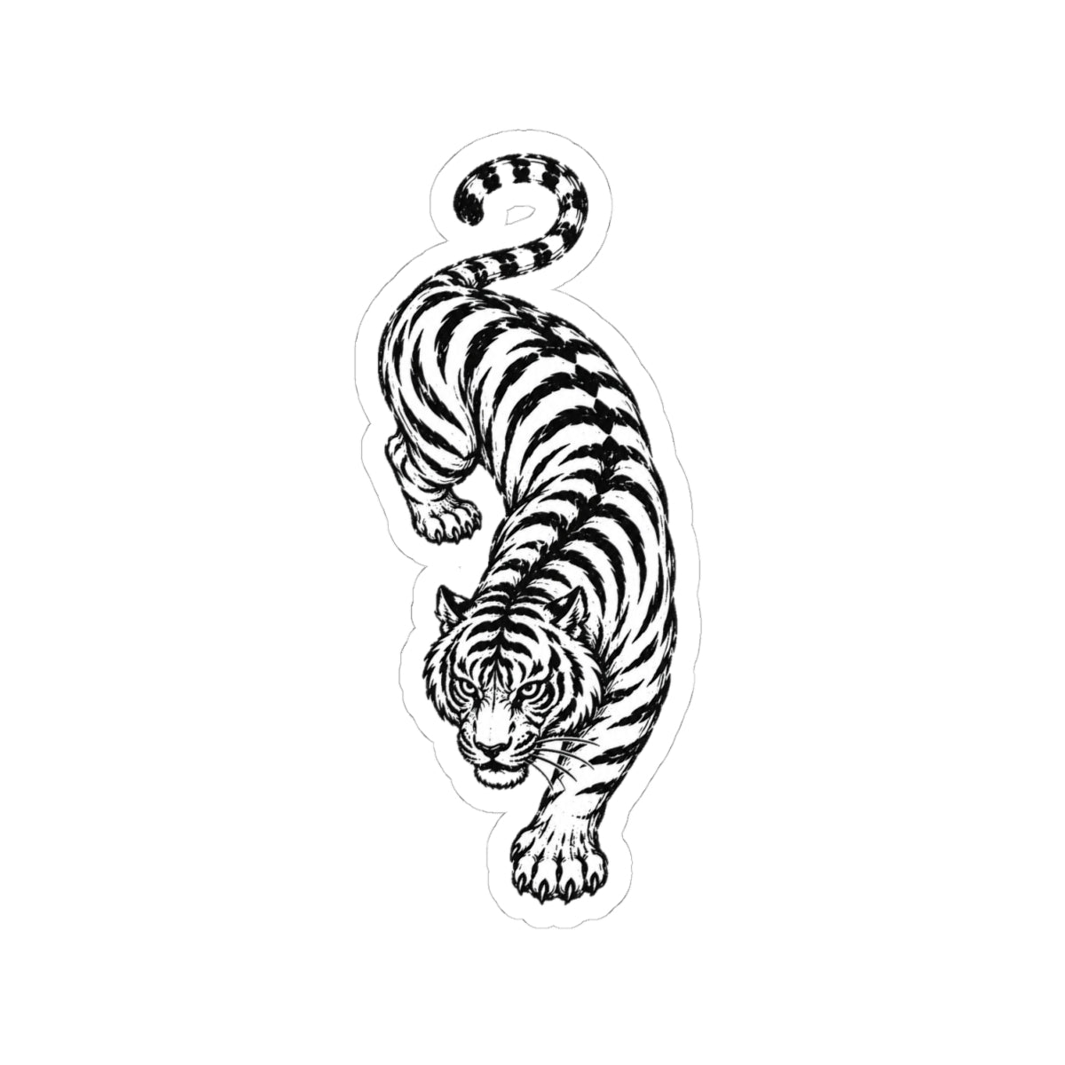 Sticker,  Kiss-Cut - Black & White Leaping Tiger