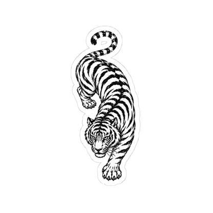 Sticker,  Kiss-Cut - Black & White Leaping Tiger
