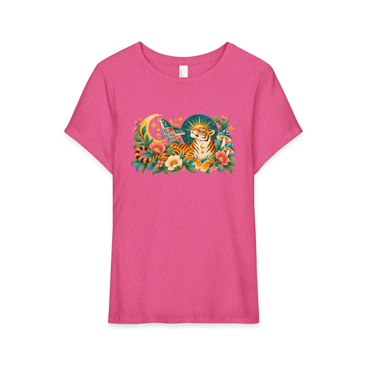 T-Shirt, Short Sleeve Wide Neck Relaxed Fit - Tiger Moon