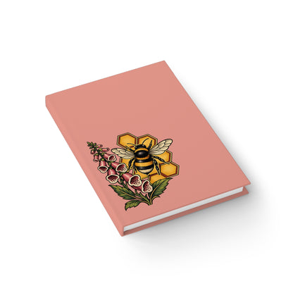 Journal Notebook, Hardcover Blank - Bee & Foxglove Floral Honeycomb