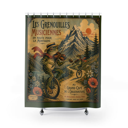 Frogs on Unicycles Shower Curtain