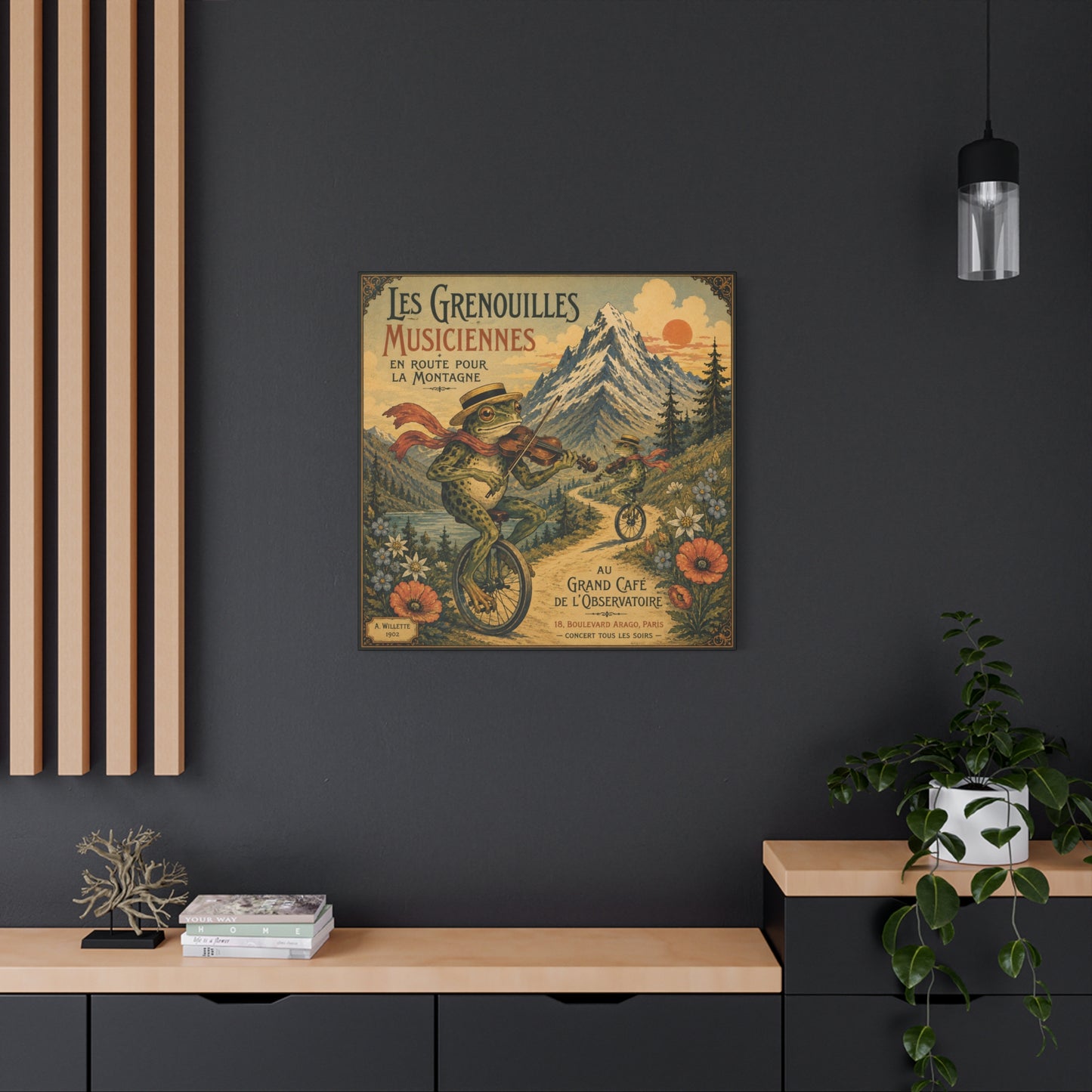 Vintage Frog Musicians Canvas Art – 'Les Grenouilles Musiciennes' Stretched Matte Print
