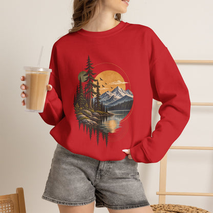 Sweatshirt, Crew Neck - Mountain Lake Sunset
